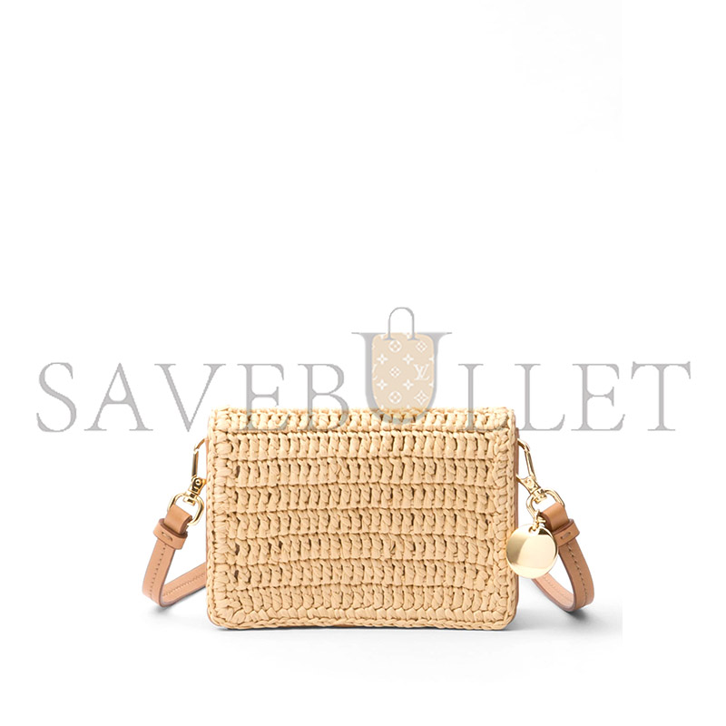 PRADA WOVEN FABRIC CARD HOLDER WITH SHOULDER STRAP 1MR024 (11.5*8*2.5cm)